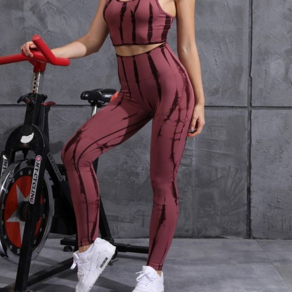 Tie Dye Seamless Yoga Leggings and Sports Bra
